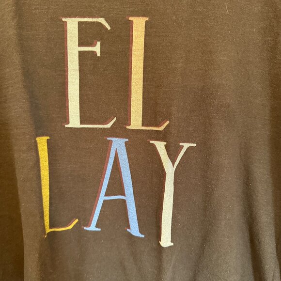 Lucky Brand Womens Graphic Tee "El Lay" Print Black Cotton Blend Size L - Picture 4 of 13